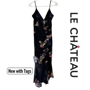 ✨Le Château Navy Floral Ruched Dress✨ Size XS — NWT